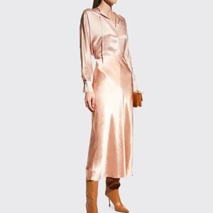 Vince Feathered Petal Tie Neck Silk Top Size Large 100% Silk